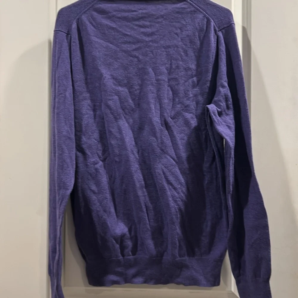 J Crew men’s V-Neck Slim Fit Long Sleeve Sweater merino wool blend size L purple